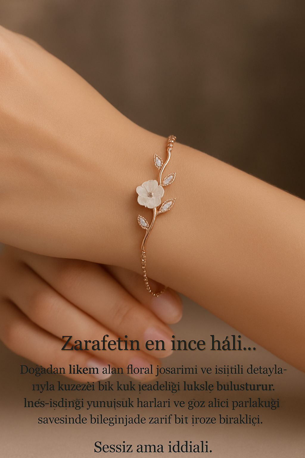 TD Floral Grace – Altın Kaplama Çiçekli Bileklik