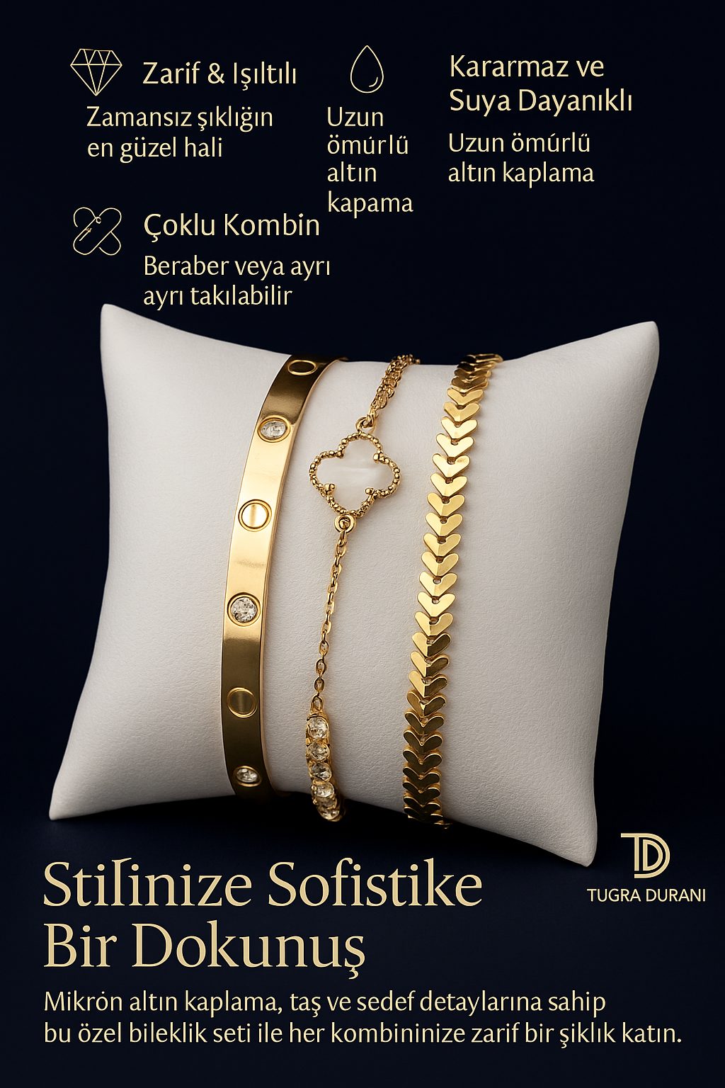 TD Golden Elegance – Çoklu Altın Bileklik Seti